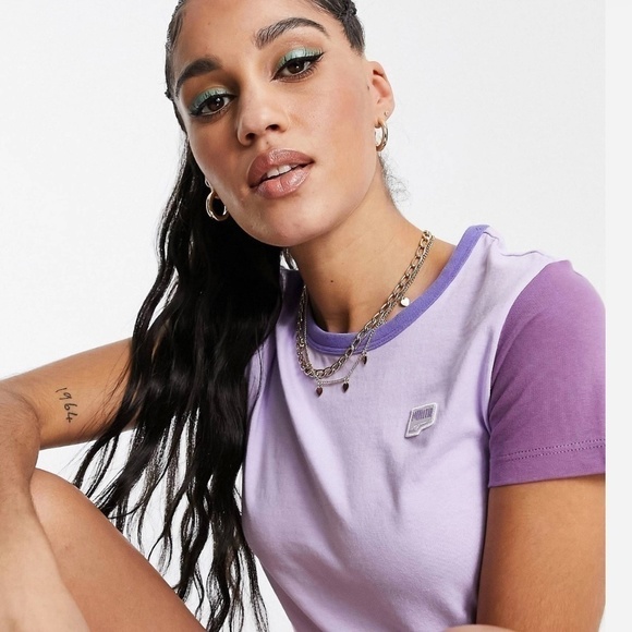 (NWT) Puma  Downtown color block t-shirt in lilac and pink - Picture 3 of 13